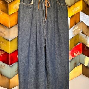 DAVI & DANI Relaxed Fit Blue Jeans with Tan Accents